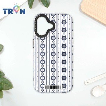 TRON IPhone 16 幾何復古花磚D款 防摔太空載具殼 透黑 軟硬 手機殼