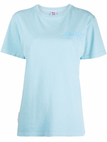Autry - logo print short-sleeve T-shirt - women - Cotton - L - Blue