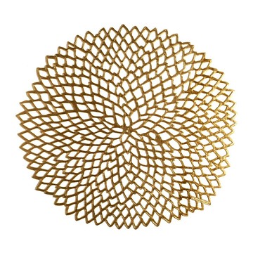 美Chilewich Dahlia大麗花圓形餐墊36*39cm-金銅色【領券滿額再折千6/30止】