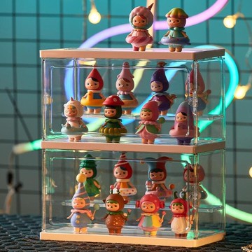 泡泡瑪特娃娃展示盒 手辦收納盒 公仔收納盒 積木展示架 卡通