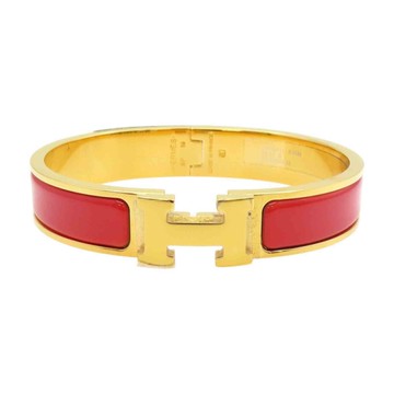 HERMES 愛馬仕 紅色琺瑯 金色鍍金 Clic H手環 H700001F 【二手名牌BRAND OFF】