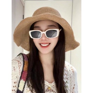 細勾針遮陽帽子女夏季純手工細草漁夫帽出游圓頂草帽防曬遮陽帽潮
