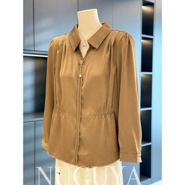 時尚洋氣媽媽裝襯衫女長袖2025年夏裝新款上衣減齡氣質中老年襯衣