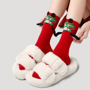 【女友礼盒】龍年卡通女襪 三雙中筒襪 紅色襪子禮盒