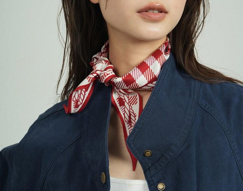 【菱形】法式復古/真絲麻繩絲巾/禮物