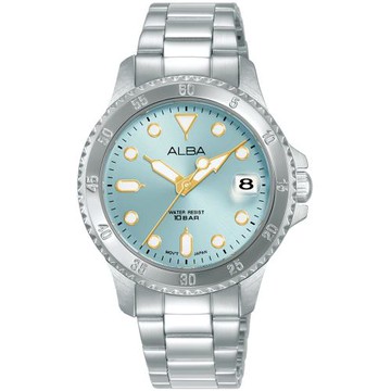 ALBA 雅柏 潛水風格時尚腕錶/淺藍/34mm (VJ32-X354G/AG8Q41X1)