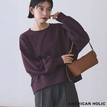 〚AMERICAN HOLIC〛簡潔素面落肩圓領寬鬆上衣