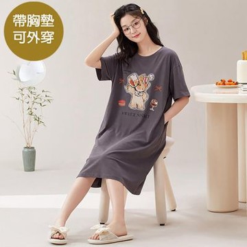 [韓國K.W.]韓國空運街頭風潮莫代爾洋裝(居家服/家居服/睡衣/睡裙/涼感睡衣)X26365