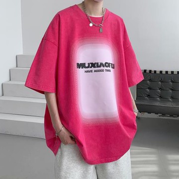 美式復古t恤男短袖夏季薄款五分袖上衣vintage水洗做舊半袖體恤潮