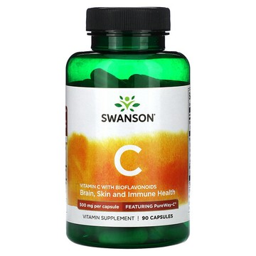 Swanson Vitamins, 生物類黃酮維生素 C，500 毫克，90 粒膠囊