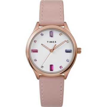 TIMEX 天美時 復刻系列 32毫米彩色水晶仕女手錶 ( 裸粉TXTW2V76400)