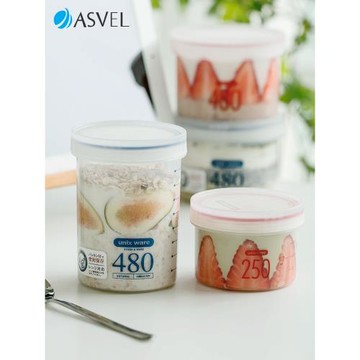 日本asvel隔夜燕麥杯子外帶蓋刻度牛奶杯豆漿碗早餐杯便攜酸奶杯