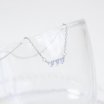 月光石925純銀排鑽風格鎖骨鍊項鍊