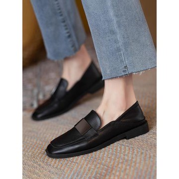 香港復古小皮鞋女2025春秋新款時尚舒適軟平底樂福鞋真皮百搭單鞋