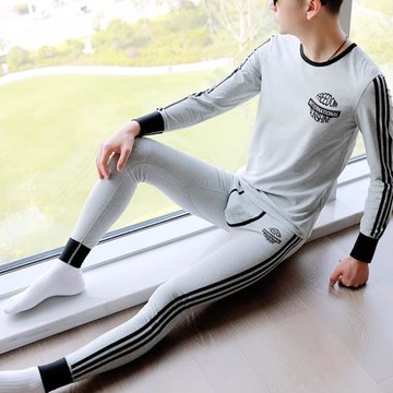 男士秋冬季純棉緊身線衣線褲棉毛衫薄款秋衣秋褲加絨保暖內衣套裝