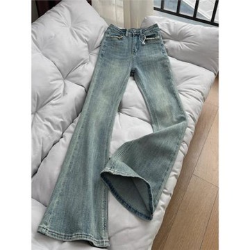 誰穿誰好看！美式辣妹微喇牛仔褲女春秋2024新款顯瘦百搭休閑褲潮