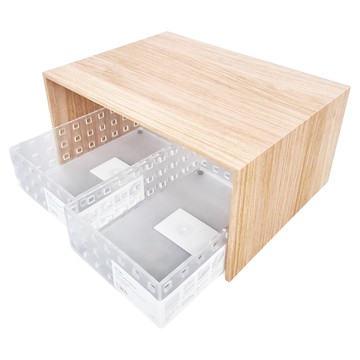 like-it 日本製U型木質分隔架套裝 內附2個收納盒  淺木色  1組