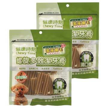 Chewy Time 健康時刻 全犬螺旋雙效無穀潔牙骨 無添加防腐劑  鱉蛋爆毛  120g  2包