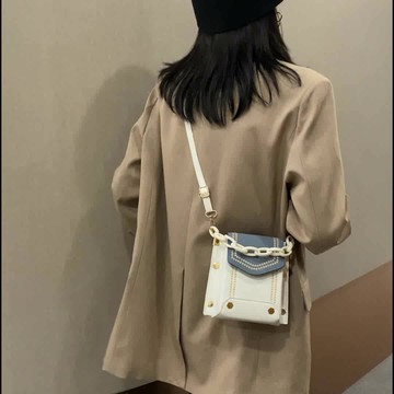 小清新包包女新款潮韓版百搭斜挎包時尚撞色學院風豎款手機包