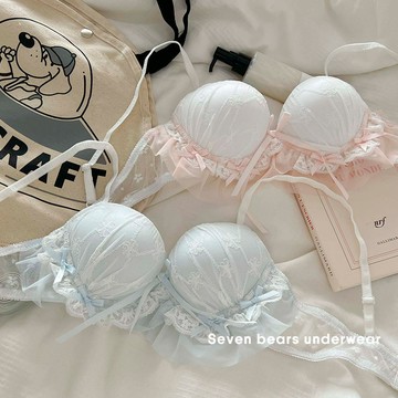 Xuan♥性感純慾少女內衣小胸聚攏上託防下垂收副乳不空杯文胸罩套裝