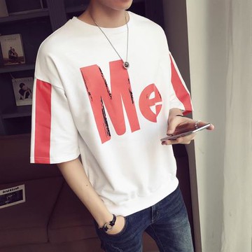 夏季男士短袖t恤潮流寬松2025新款潮牌五分袖男生半袖上衣服夏裝