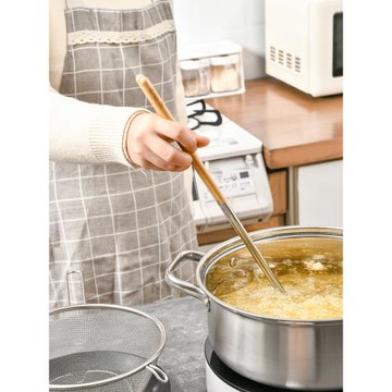 日本不銹鋼櫸木加長火鍋油炸筷子家用撈面廚房油條耐高溫長款筷子