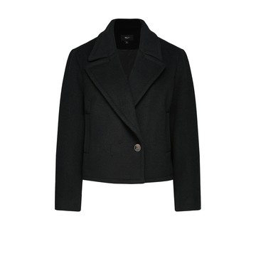 短版雙釦翻領口袋外套/黑色 | 5828107099