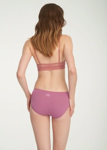 微光日記．細邊中腰三角內褲(深玫瑰粉-刺繡蝴蝶結)