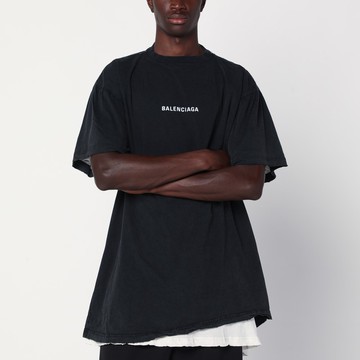Faded black double Balenciaga Back T-shirt