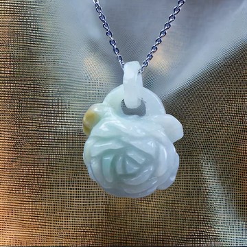飄黃翡翡翠玫瑰花項鍊 | 天然緬甸玉A貨翡翠 | 送禮