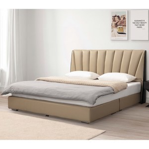 杏色5尺皮革厚床底（不含床頭）