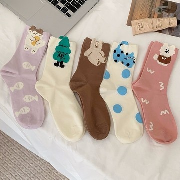 🧦台灣現貨實拍🧦370#韓版立體卡通動物小腿襪 襪子 長襪 中筒襪 襪子中筒襪 小腿襪 中筒襪女 動物襪 素色襪 襪子
