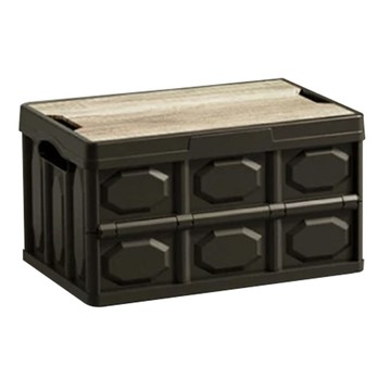 小麥購物 木蓋收納箱 37.5 x 25 x 21cm 882g 18L  37.5 x 25 x 21cm  經典黑  1個