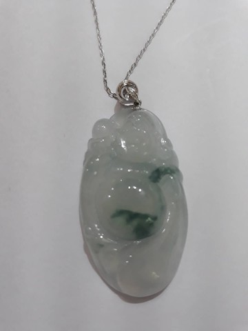 【JHK】天然翡翠冰飄花彌勒佛財源廣進｜長約3.7公分