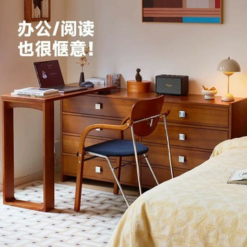 黃楊木梳妝檯 現代家用臥室簡約斗櫃收納儲物化妝桌子一體式 妝臺斗櫃二合一辦公電腦桌 化妝櫃2025新款新中式風高級感桌鏡