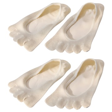 NicoFun 愛定做 桑蠶絲隱形止滑瑜伽五趾襪 女襪 2雙入 22~24.5cm  藏青