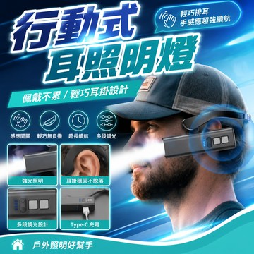 隔日達⚡台灣現貨⚡2025新款頭燈強光超亮充電戶外登山夜釣魚專用超長續航感應耳掛式