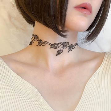 風中飄零 / 黑色紋身蕾絲頸鍊 SV567