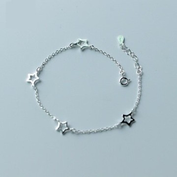 925純銀手鍊 手環-別緻鏤空星星造型情人節生日禮物女飾品73dp24【獨家進口】【米蘭精品】