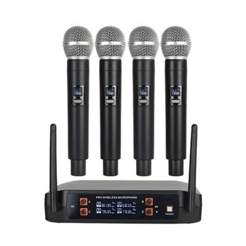 跨境熱賣新款UHF一拖四無線麥克風家用卡拉OK會議唱歌演出話筒【北歐居家生活】