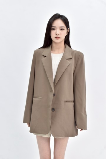 (2XL) kittin 棕色素面西裝外套