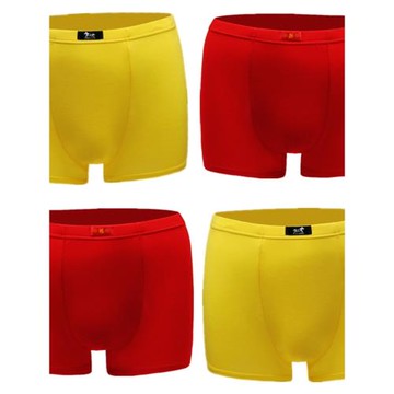 2條男士內褲 本命年紅內褲結婚黃色短褲頭莫代爾棉四角大碼平角褲