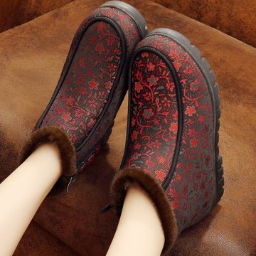 冬加絨保暖軟底防滑老北京布鞋