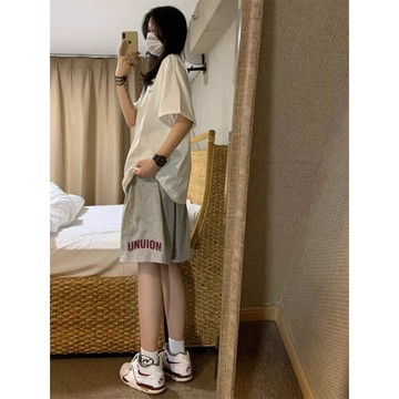 台灣出貨！純棉短褲女 直筒短褲 休閒短褲 大尺碼短褲 抽繩鬆緊短褲 寬鬆闊腿褲五分褲運動褲居家短褲顯瘦遮肉短褲