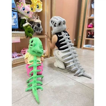 中華恐龍骨架毛絨玩具創意恐龍頭套頭戴式街拍神奇萬聖節禮物女生
