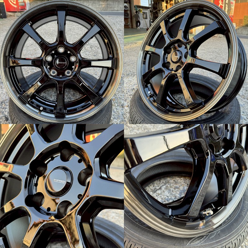 ◇中古溝有り215/45R18 ブラポリホイールセット ステップワゴン 多目