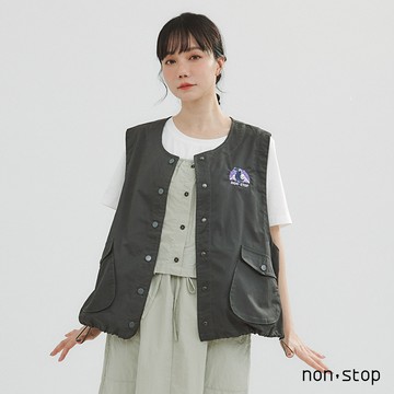 non-stop 山影行旅機能風刺繡背心-2色