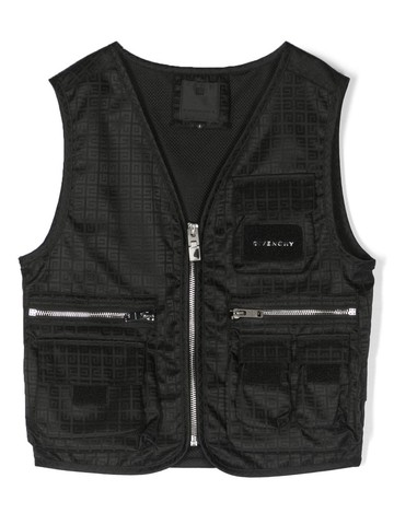 Givenchy Kids - zip-up waistcoat - kids - Polyamide/Polyester - 4 - Black