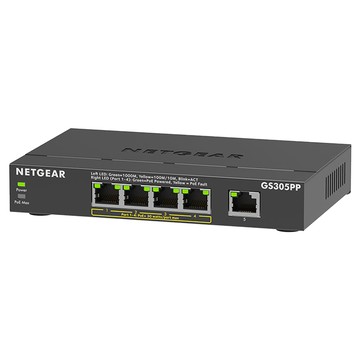 NETGEAR 1埠 Gigabit + 4埠PoE交換器 總PoE瓦數 83W  1個  GS305PP