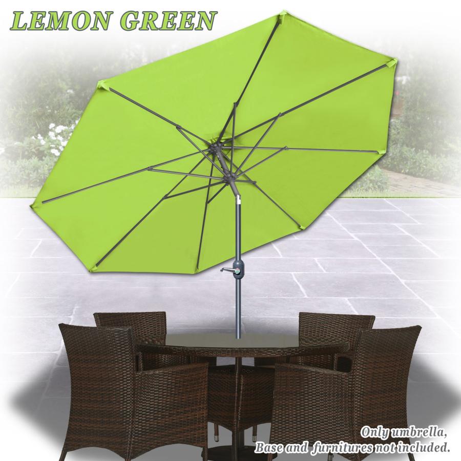 Strong Camel 9ft Patio Umbrella with Tilt and Crank Ribs Outdoor Garden Market Umbrella Sunshade (Lemon Green)